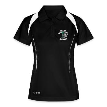 Warum fragen mich die Leute, ob ich eine Hand brau - Frauen Polo atmungsaktiv - Schwarz/Weiß - Vorne