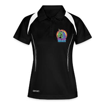 Death Metal – Zombie Einhorn Cartoon - Frauen Polo atmungsaktiv - Schwarz/Weiß - Vorne