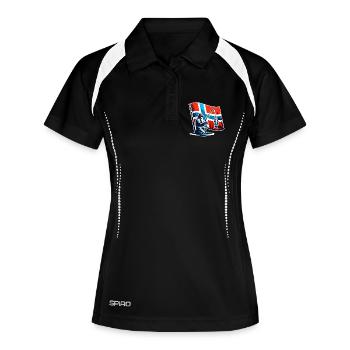 Norwegen Angler Motiv - Frauen Polo atmungsaktiv - Schwarz/Weiß - Vorne