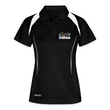 good_vibes - Frauen Polo atmungsaktiv - Schwarz/Weiß - Vorne