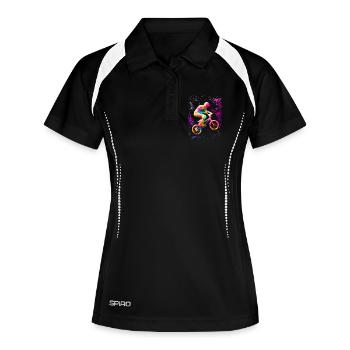 BMX Fahrrad fahren - BMX Fahrer - BMX - Frauen Polo atmungsaktiv - Schwarz/Weiß - Vorne
