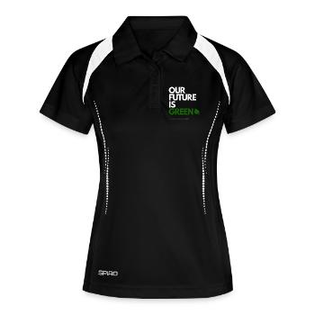 OUR FUTURE IS GREEN - Frauen Polo atmungsaktiv - Schwarz/Weiß - Vorne