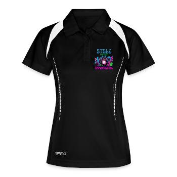Fière de mon chaos – DIY Monkey - Polo respirant Femme - noir/blanc - Devant