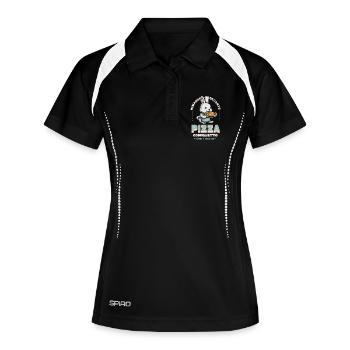 Häschen Pizza - Frauen Polo atmungsaktiv - Schwarz/Weiß - Vorne