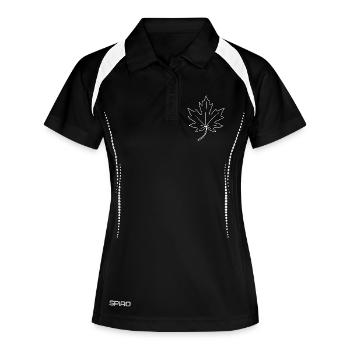 Ahornblatt Kontur-Design - Frauen Polo atmungsaktiv - Schwarz/Weiß - Vorne