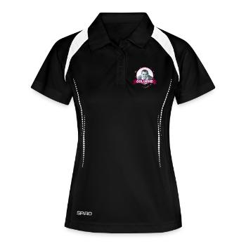 Humorvolles Tribut-T-Shirt an Coluche - Frauen Polo atmungsaktiv - Schwarz/Weiß - Vorne