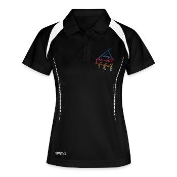 Flügel Zeichnung - Frauen Polo atmungsaktiv - Schwarz/Weiß - Vorne
