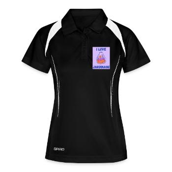 I LOVE,JARDINAGE,PRINTEMPS,HUMOUR,RETRAITE - Polo respirant Femme - noir/blanc - Devant