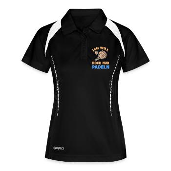 Spieler Schläger Turnier Statement Sportart Bälle - Frauen Polo atmungsaktiv - Schwarz/Weiß - Vorne