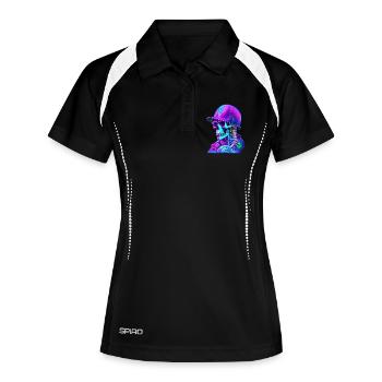 Squelette avec casquette - Polo respirant Femme - noir/blanc - Devant