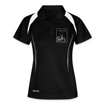 Fahrrad-Silhouette auf Schwarz - Frauen Polo atmungsaktiv - Schwarz/Weiß - Vorne