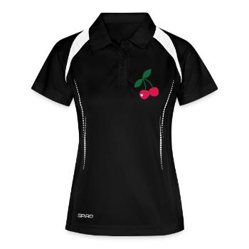 Cerises douces - Polo respirant Femme - noir/blanc - Devant
