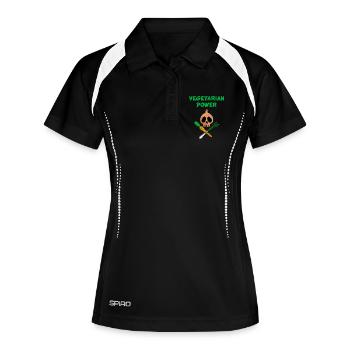 Die Kraft der Vegetarier - Frauen Polo atmungsaktiv - Schwarz/Weiß - Vorne