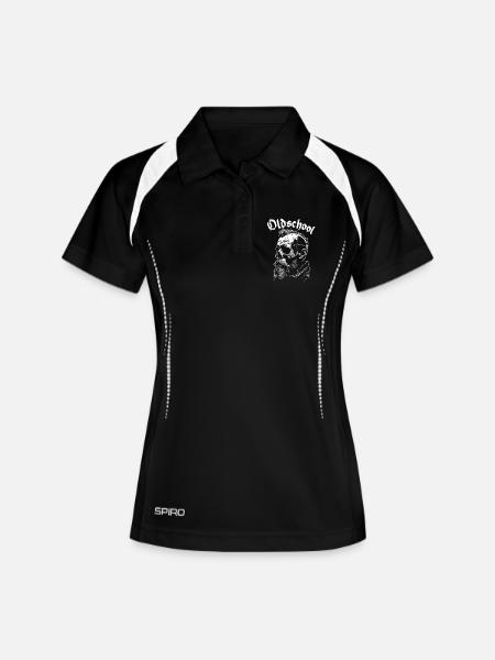 Old School Bart Schädel Portrait - Frauen Polo atmungsaktiv - Schwarz/Weiß