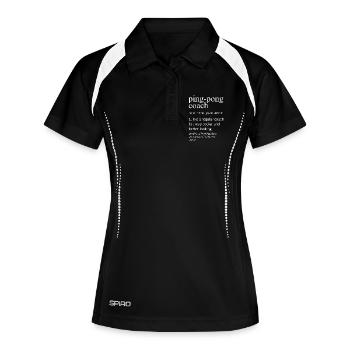 Definition des Tischtennistrainers: Lustiges Tischtennis - Frauen Polo atmungsaktiv - Schwarz/Weiß - Vorne