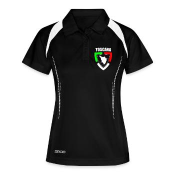 Toskana-Souvenir im trikolorierten Italien T-Shirt - Frauen Polo atmungsaktiv - Schwarz/Weiß - Vorne