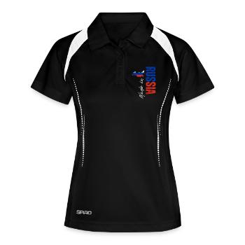 Fabriqué en Russie, design vertical - Polo respirant Femme - noir/blanc - Devant