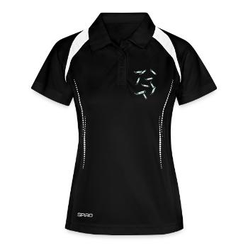 Pyro Böller - Frauen Polo atmungsaktiv - Schwarz/Weiß - Vorne