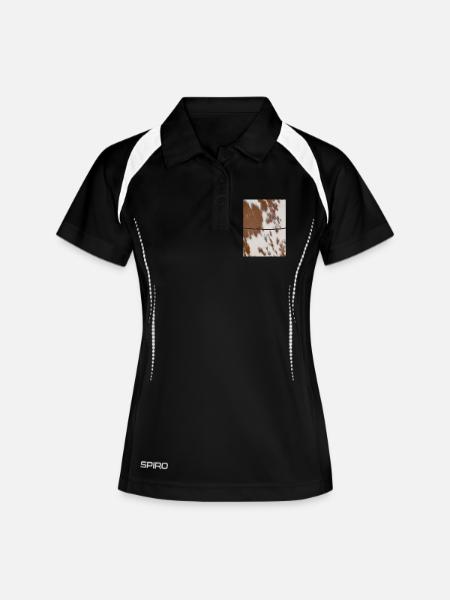 Braunes Kuhleder-Tagebuch - Frauen Polo atmungsaktiv - Schwarz/Weiß