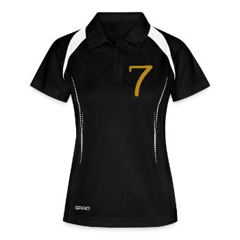 7 - Women's Polo breathable - black/white - Front
