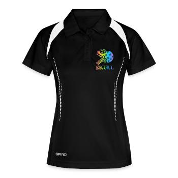 Mehrfarbiger Stammesschädel - Frauen Polo atmungsaktiv - Schwarz/Weiß - Vorne
