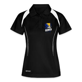 Bosnien Fußball Flagge - Frauen Polo atmungsaktiv - Schwarz/Weiß - Vorne