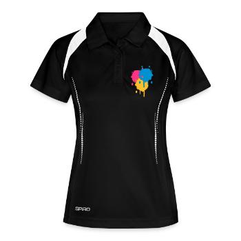 Three bright color spots in graffiti style - Women's Polo breathable - black/white - Front