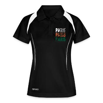 Tennis Shirt Paris Turnier Design Hoodie - Frauen Polo atmungsaktiv - Schwarz/Weiß - Vorne