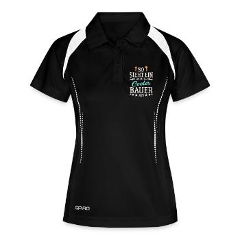 So sieht ein richtig cooler Bauer aus Landwirt - Frauen Polo atmungsaktiv - Schwarz/Weiß - Vorne