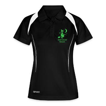 Flying witch at night with moon in green - Women's Polo breathable - black/white - Front