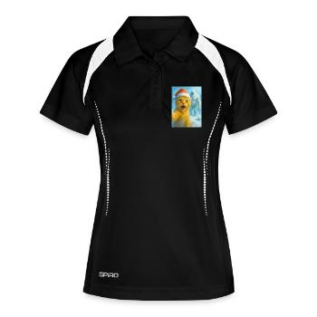  cat, Santa hat, Yeti, Christmas, snow, meme,selfi - Frauen Polo atmungsaktiv - Schwarz/Weiß - Vorne