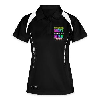 World’s Badass Mom – Bold Floral Mother’s Day Gift - Women's Polo breathable - black/white - Front