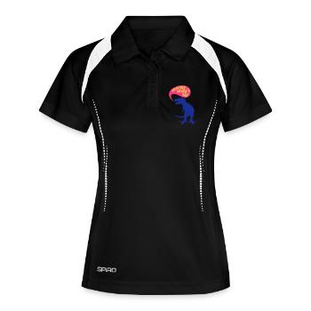 t-rex skater - Frauen Polo atmungsaktiv - Schwarz/Weiß - Vorne