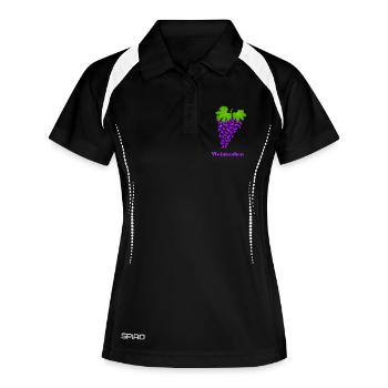 rote Weintauben, Weintrauben, Tauben, Taube - Frauen Polo atmungsaktiv - Schwarz/Weiß - Vorne