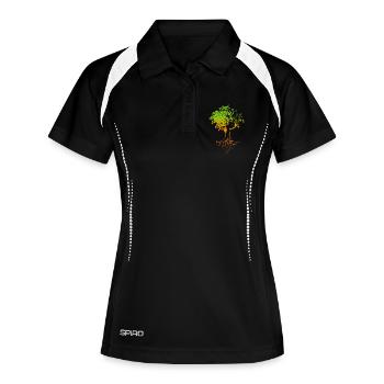 Baum Herbst Farben bunt Illustration Wald Natur - Frauen Polo atmungsaktiv - Schwarz/Weiß - Vorne