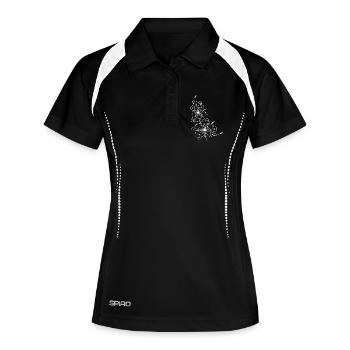 Gros lys avec élément floral. - Polo respirant Femme - noir/blanc - Devant