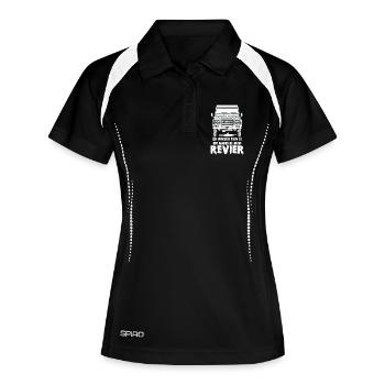 defender lustig funny Geschenk - Frauen Polo atmungsaktiv - Schwarz/Weiß - Vorne