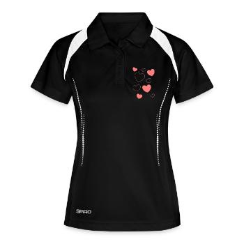 Motif de cœur rose Motif de cœur Motif cadeau de cœur - Polo respirant Femme - noir/blanc - Devant