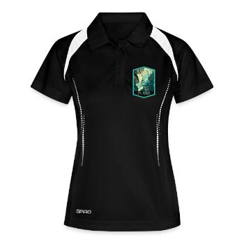 Luftaufnahme von El Nido und Fischerbooten, Palawan - Frauen Polo atmungsaktiv - Schwarz/Weiß - Vorne