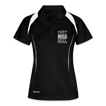 Miss Reel werfen – Angeln - Frauen Polo atmungsaktiv - Schwarz/Weiß - Vorne