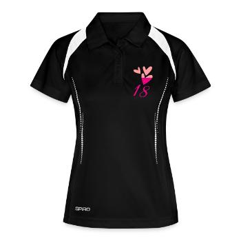18. 18 JAHRE ALT. 18-JÄHRIGES JUBILÄUM. GEBURTSTAG 18 JAHRE. - Frauen Polo atmungsaktiv - Schwarz/Weiß - Vorne