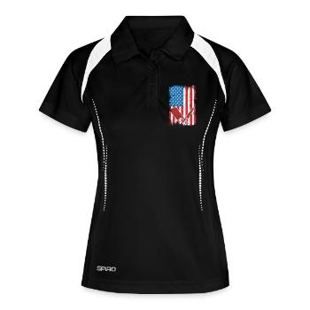 US Flagge Schlachter - Frauen Polo atmungsaktiv - Schwarz/Weiß - Vorne