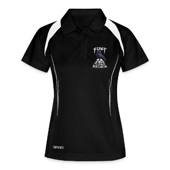 Rabe über Schädeln – Death Metal - Frauen Polo atmungsaktiv - Schwarz/Weiß - Vorne