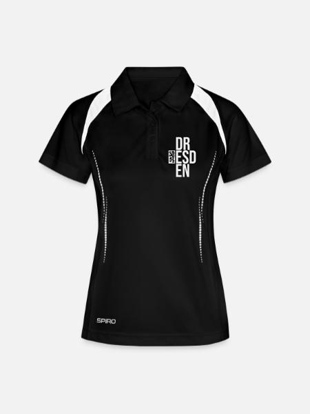 DR ESD EN - Frauen Polo atmungsaktiv - Schwarz/Weiß