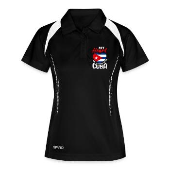 Kuba Stolz & Heimat - Cuba Flagge Design - Frauen Polo atmungsaktiv - Schwarz/Weiß - Vorne