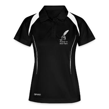 Poesie ist Selbstfürsorge-T-Shirt - Frauen Polo atmungsaktiv - Schwarz/Weiß - Vorne