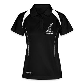 Poesie-Selbstfürsorge-Federdesign - Frauen Polo atmungsaktiv - Schwarz/Weiß - Vorne