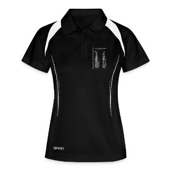 Tenorsaxophon-Patentblaupause - Frauen Polo atmungsaktiv - Schwarz/Weiß - Vorne