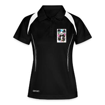 Panda - Frauen Polo atmungsaktiv - Schwarz/Weiß - Vorne
