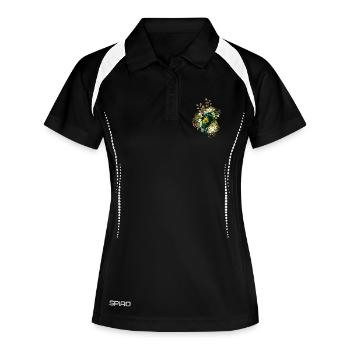 Wunderschönes buntes Pferd mit Blumen, - Frauen Polo atmungsaktiv - Schwarz/Weiß - Vorne